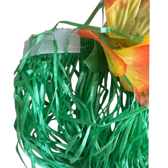 Tropical Hawaiian Luau Party Table Skirt with Hibiscus Flowers and Flip Flops! - Picture 7 of 7